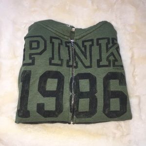 PINK VS green zip up hoodie